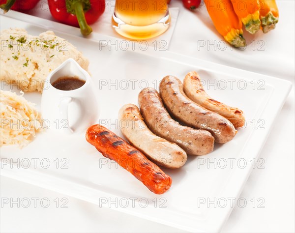 Selection of all main type of german wurstel saussages