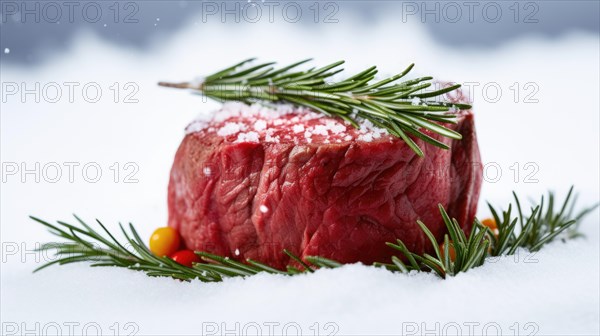 Raw meat with rosemary