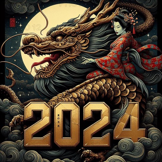 Happy Chinese new year 2024 poster card