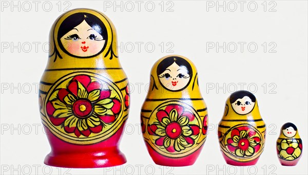 Colourfully painted nestable traditional dolls