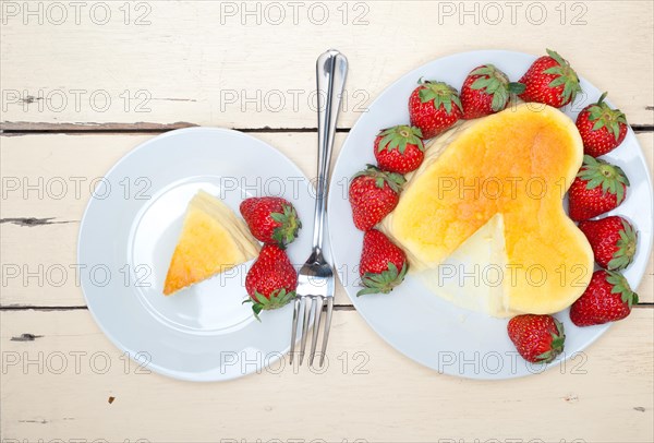 Heart shaped cheesecake with strawberryes ideal cake for valentine day