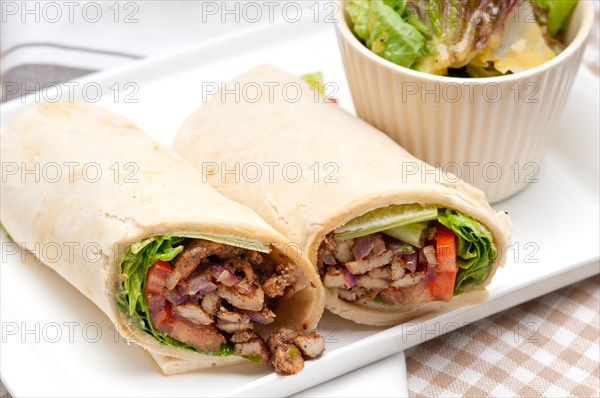 Kafta shawarma chicken pita wrap roll sandwich traditional arab mid east food