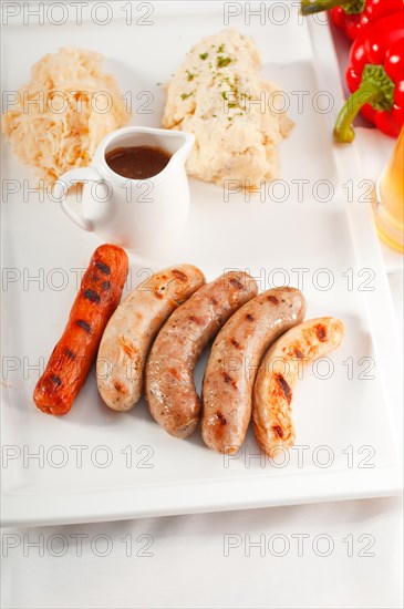 Selection of all main type of german wurstel saussages