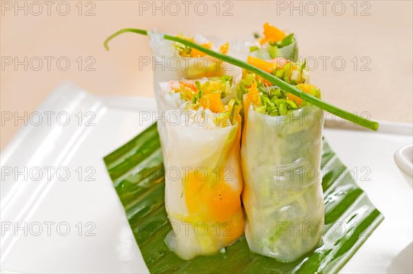 Fresh tipycal vietnamese style summer rolls