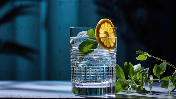 A glass of water with ice cubes