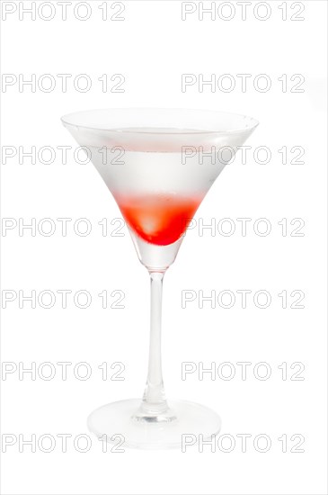 Lychee martini cocktail straight up isolated on white background