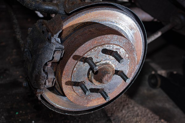 Rusty car brake disc