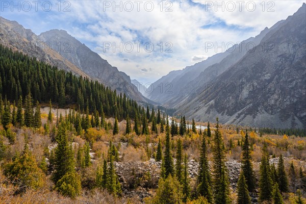 Autumn mountain landscape of the Ala Archa Valley