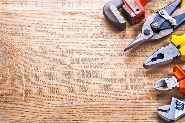 Organised copy room Wrench Pliers Pliers on wooden board