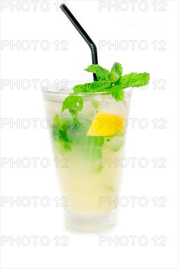 Mojito caipirina cocktail with fresh mint leaves