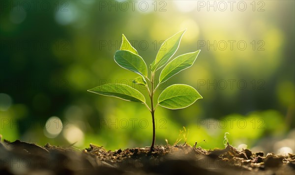 A single green seedling growing from the soil