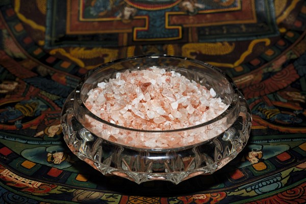 Coarse unrefined natural pink table salt from the Punjab region