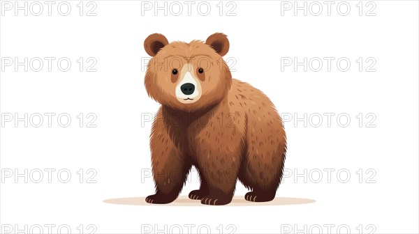 Brown bear isolated on white background AI generated