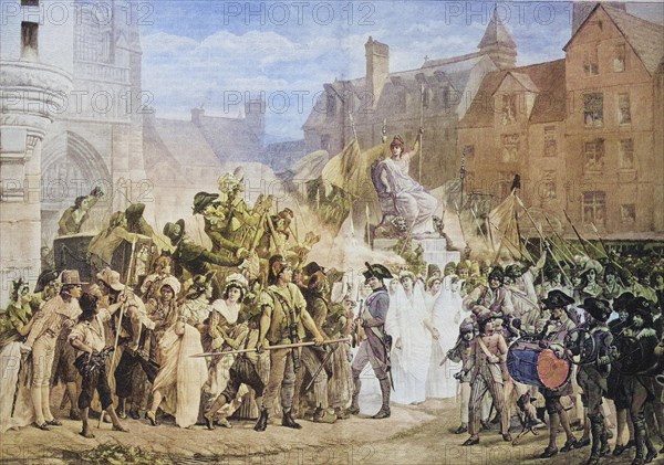 The festival of the Goddess of Reason in Paris in 1793