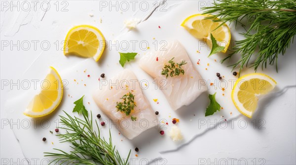 Raw fish fillet with spices