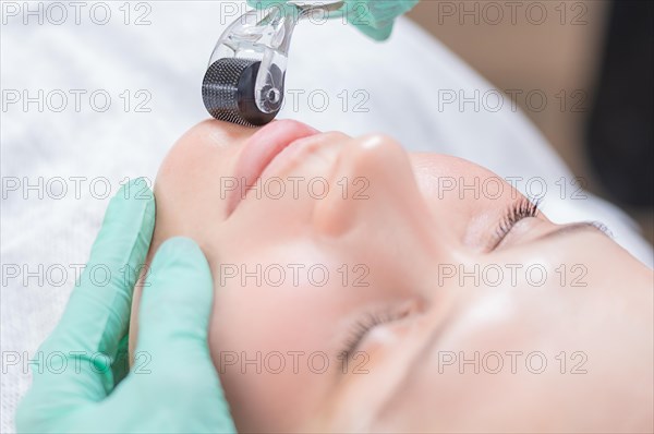 Portrait of a woman's face with problem skin. Peeling procedure. Natural beauty.