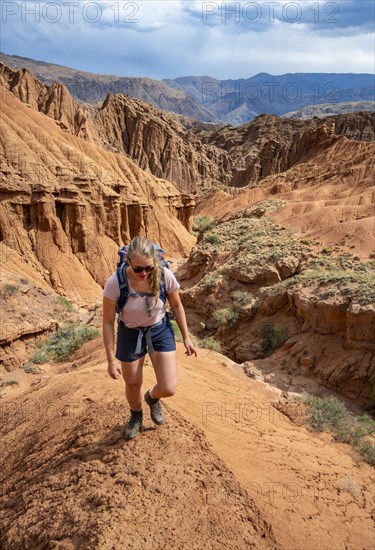 Mountaineer on a mountain ridge