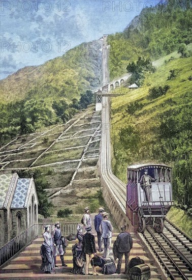 The cogwheel cable railway between Montreux and Sion