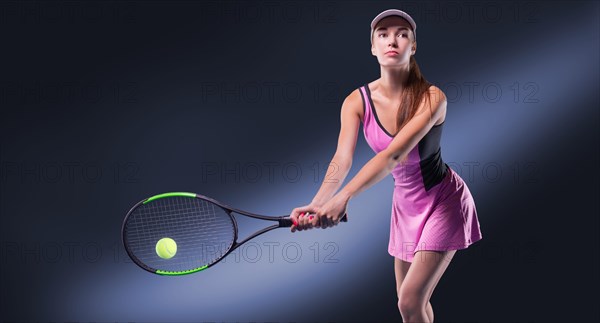 Image of a tennis player with a racket. Sports concept.
