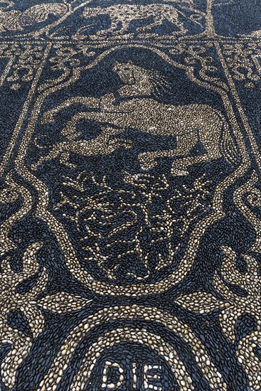 Stone mosaic of white and black sea pebbles from 1737