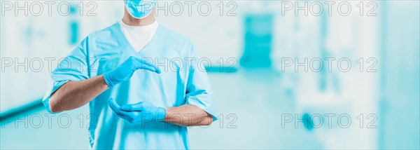 Portrait of a doctor symbolizing protection against the virus. Medicine concept.