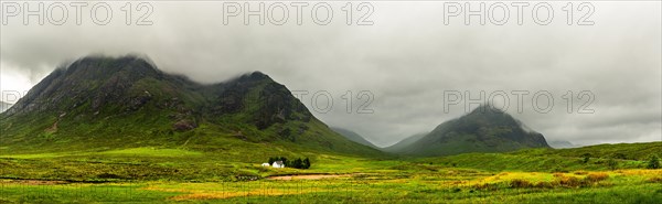 Panorama of White House and Mountains in cloudy day