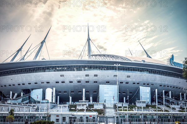 Saint Petersburg Russia 20.07.2021. Image of a football stadium. Sports concept