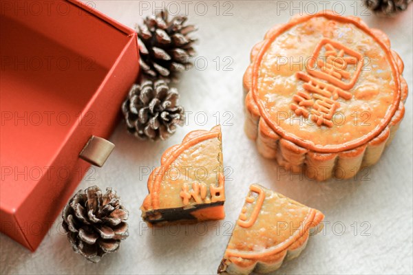 Sliced mooncakes reveal the filling