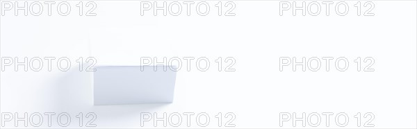 Set of white stickers on a white table. Business concept. Working environment.