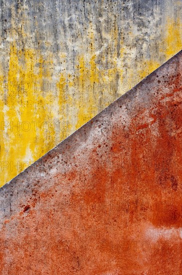 Red and yellow plaster wall