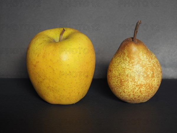 Yellow apple and pear fruit