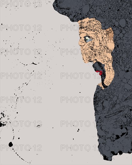 The angry bearded man graphic arts grunge vector background