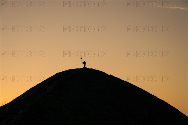 Mountaineer on mountain ridge