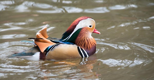 Colourful feathered Mandarin Duck