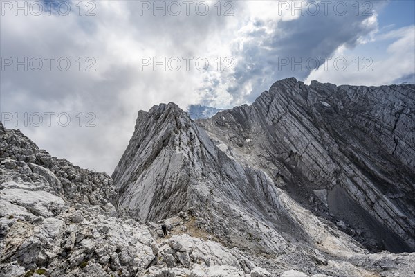 Mountaineer on a rocky mountain path