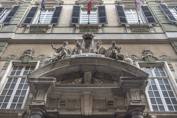 Detailed view of the entrance portal of the former royal palace