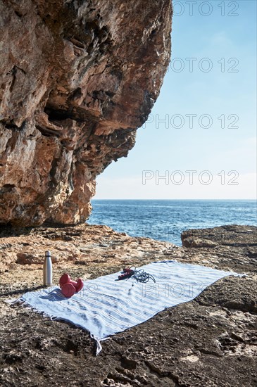 Fitness and sports concept background. Getting ready. Towel