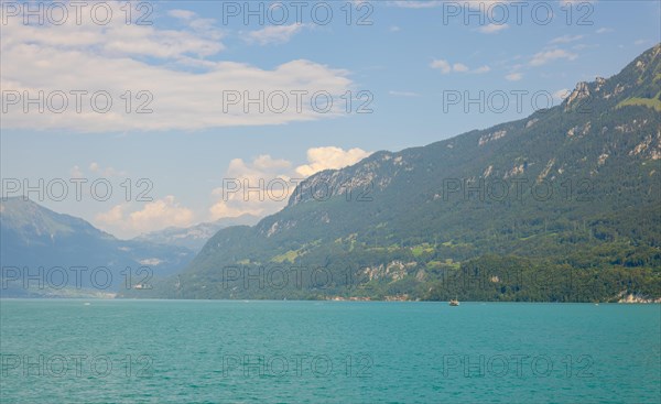 Mountain on Lake Brienz in a Sunny Day in Interlaken