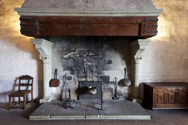 Historic open fireplace