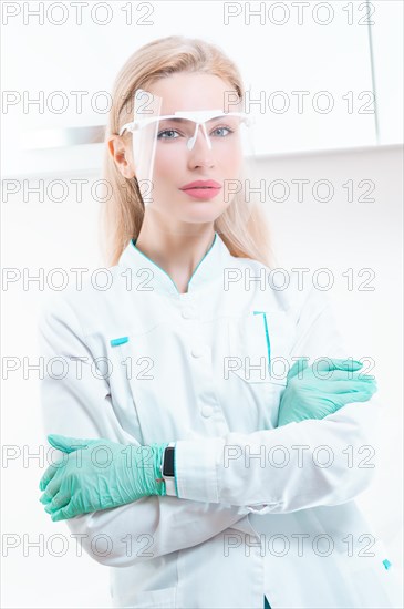 Portrait of a girl in a protective mask. Concept of cosmetology