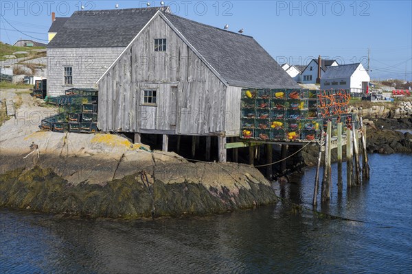 Peggys Cove fishing hut with lobster crates Canada