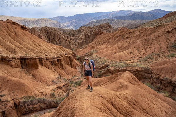 Mountaineer on a mountain ridge