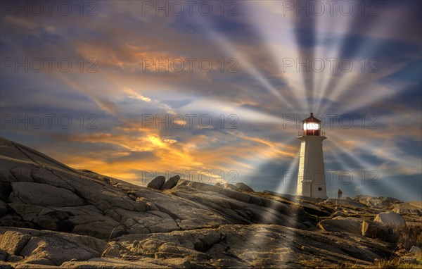 Peggys Cove lighthouse evening mood Canada