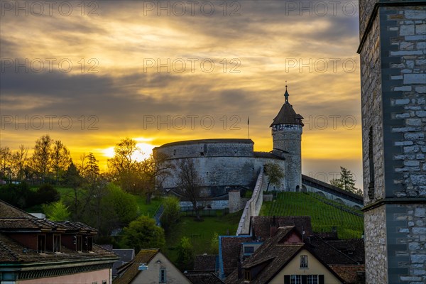 The Munot Castle of Schaffhausen in Sunrise in Switzerland