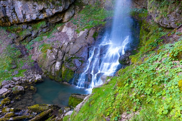 The Giessbach Waterfall on the Mountain Side in Long Exposure in Brienz