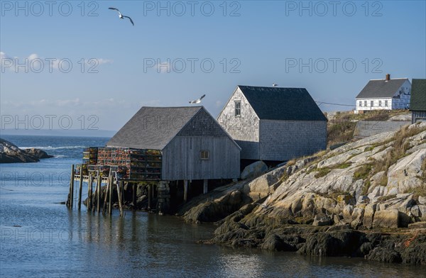 Peggys Cove fishing hut with lobster crates Canada