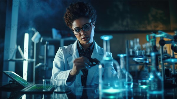 Female scientist working in laboratory. Science