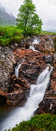 Panorama of Waterfall under Buachaille Etive Mor