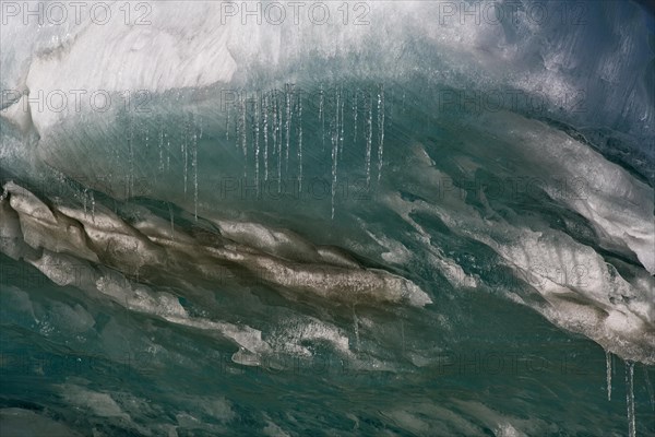 Icicle in an open ice cave on the edge of the ice sheet north-east of Kangerlussuaq