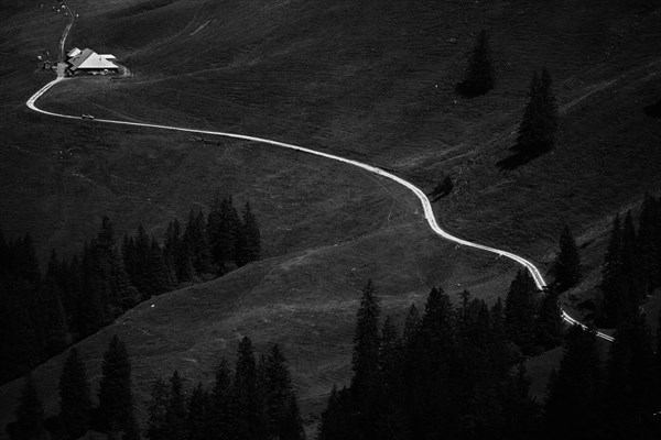 Mountain hut with path